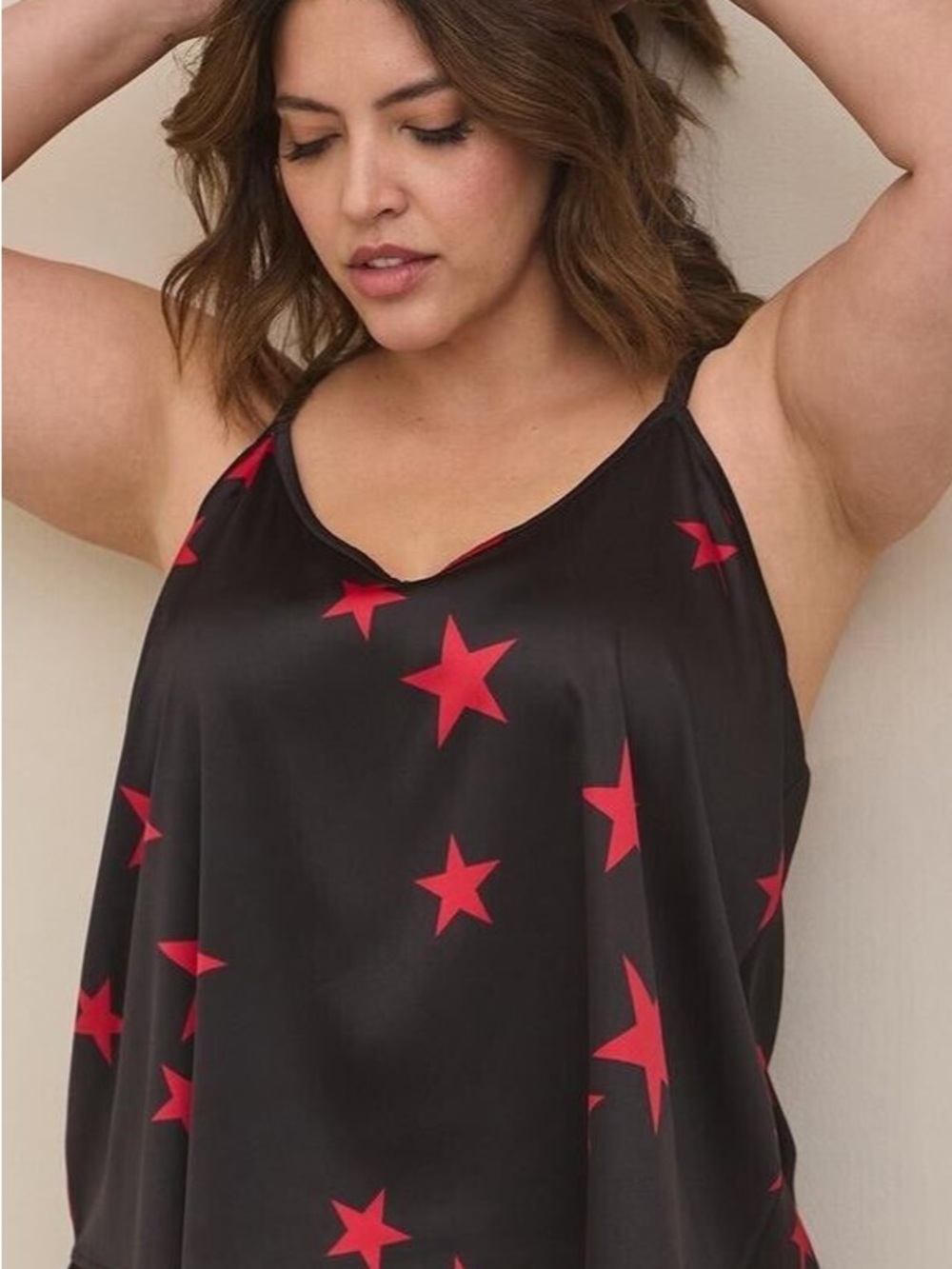Torrid Black and Red Star Satin Sleep Cami